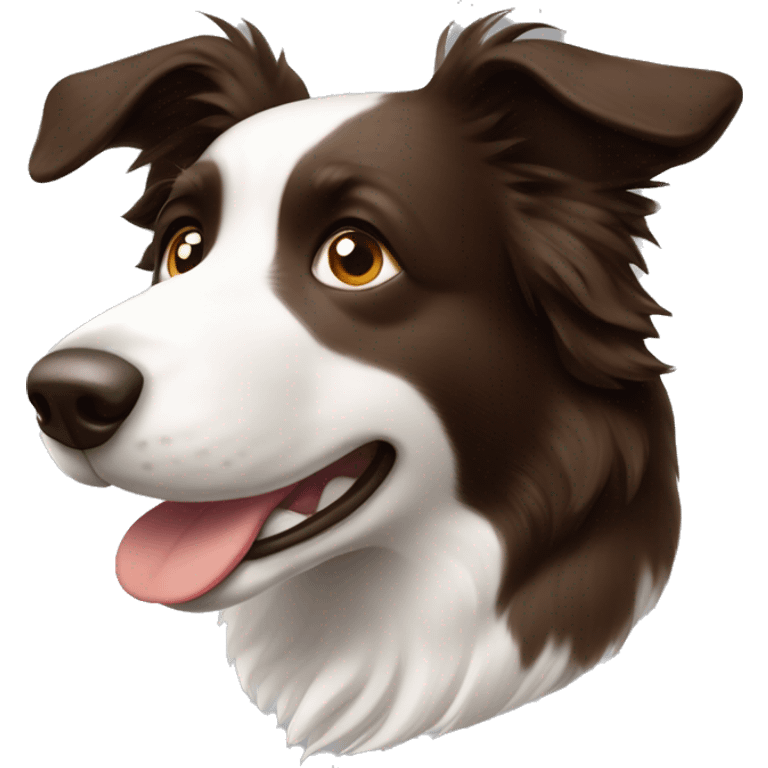 un perro de raza Border Collie, cholate y blanco emoji