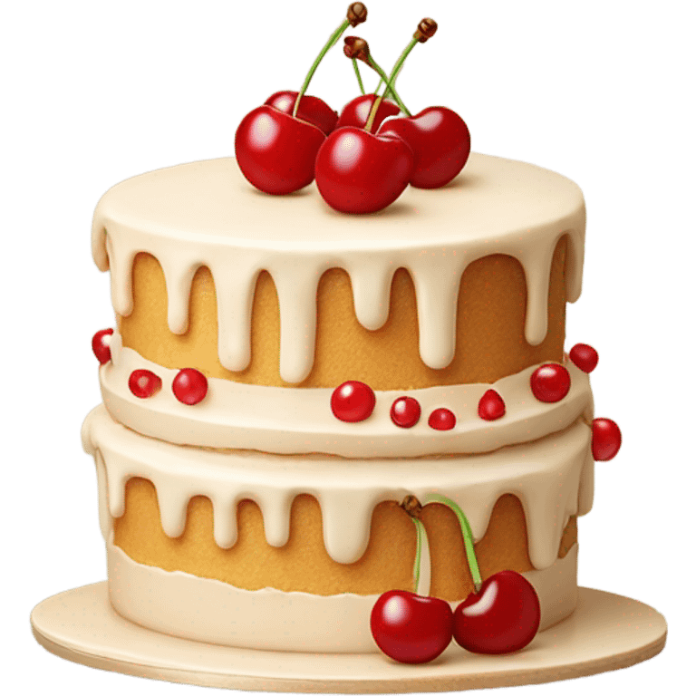 beautiful beige cake with cherries emoji