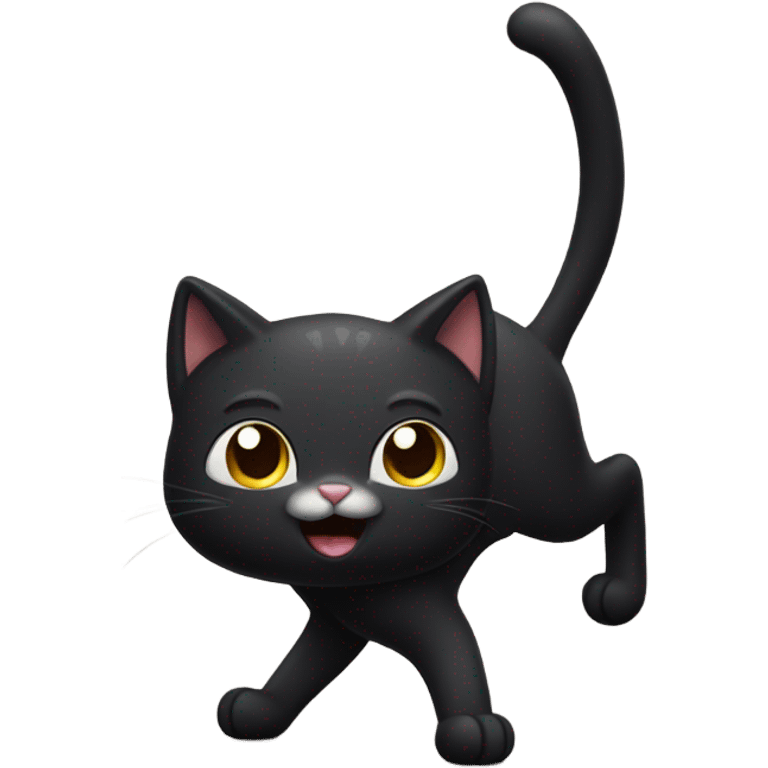 Black cat dancing on two legs emoji