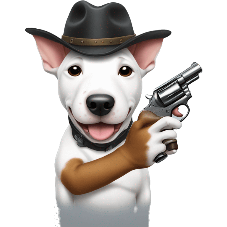 Bull terrier with revolver  emoji