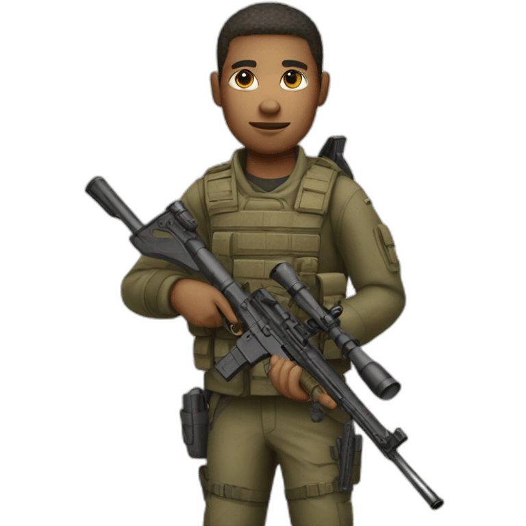 sniper with a rifle and with light skin emoji