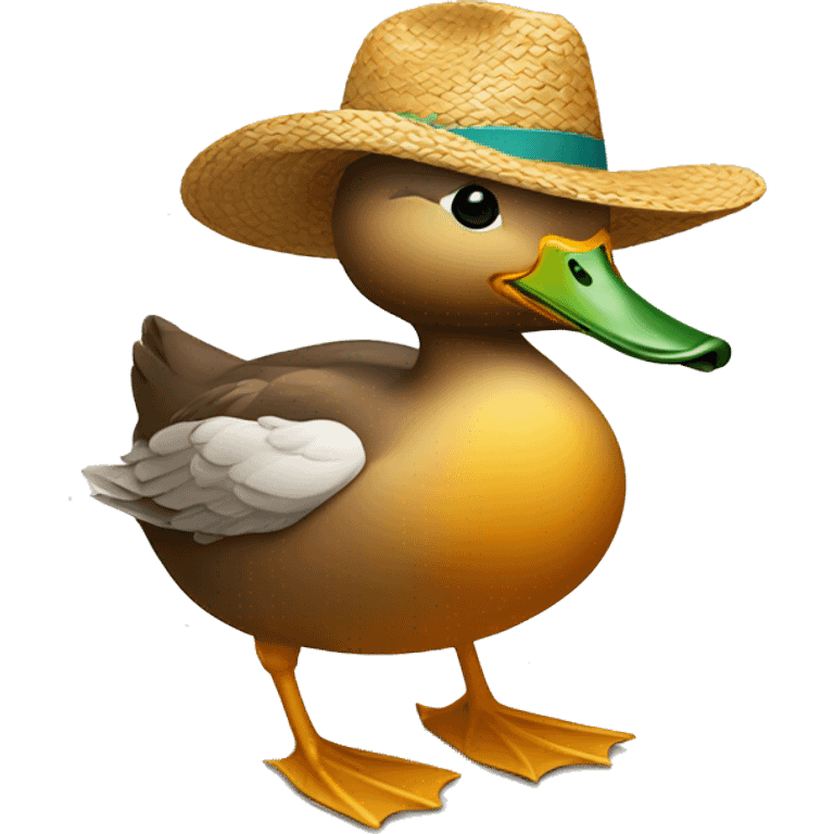 Duck with straw hat emoji