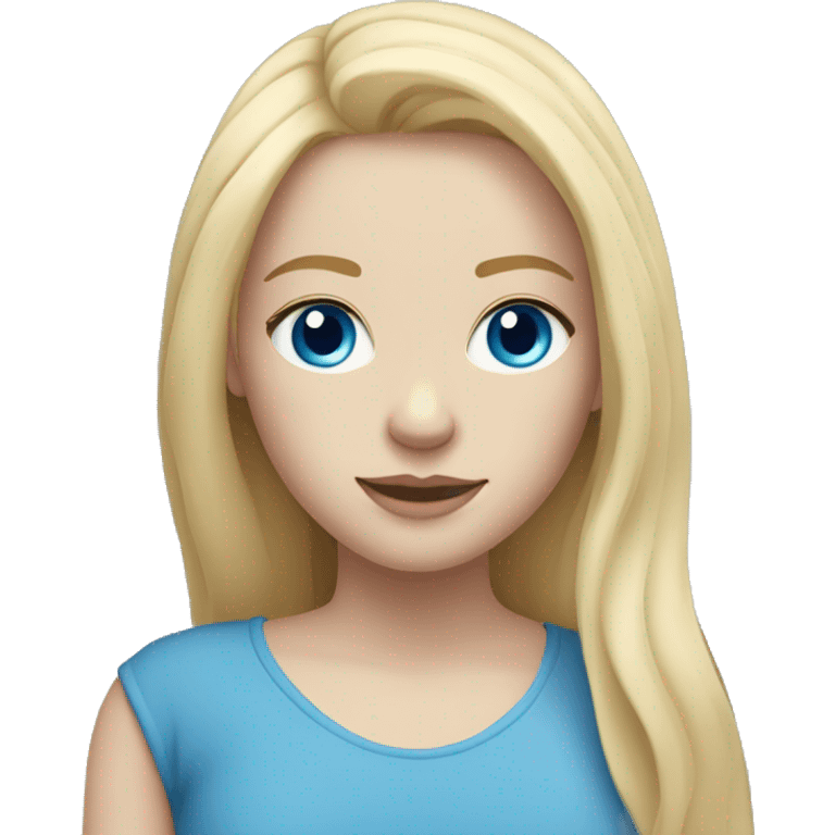 Blonde girl with pale skin and blue eyes. Layered long blonde hair emoji