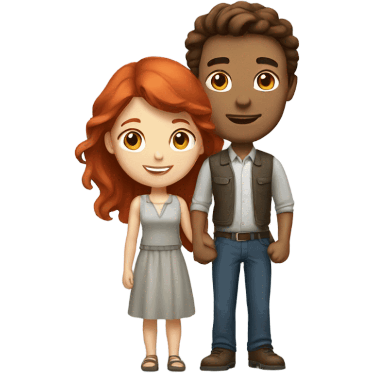 Brown hair man and red hair girl emoji