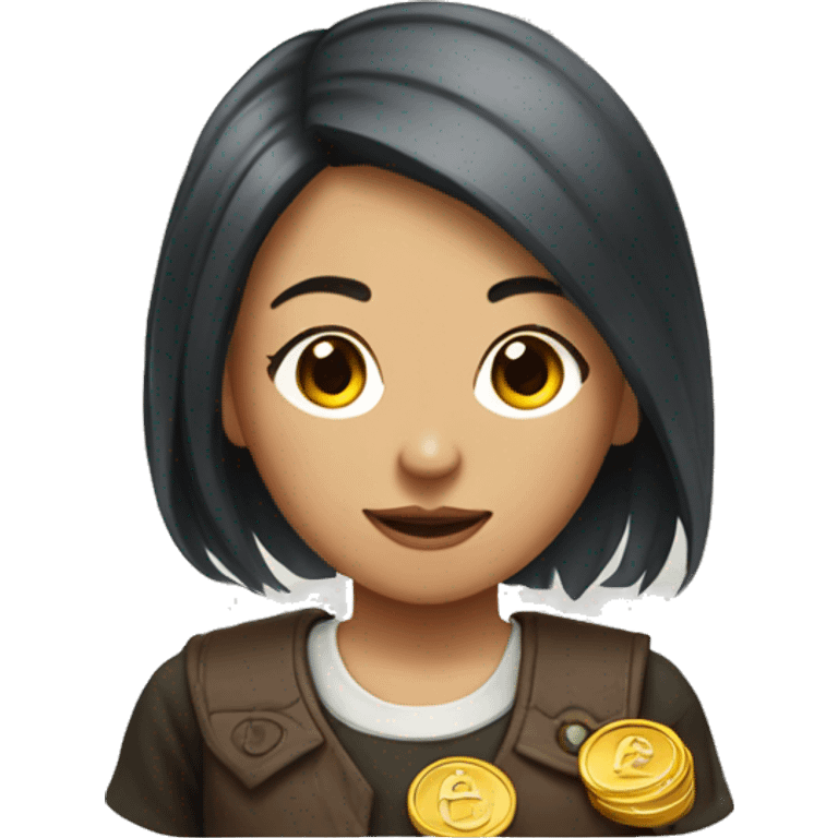 Asian girl with red copper hair and blonde money piece emoji