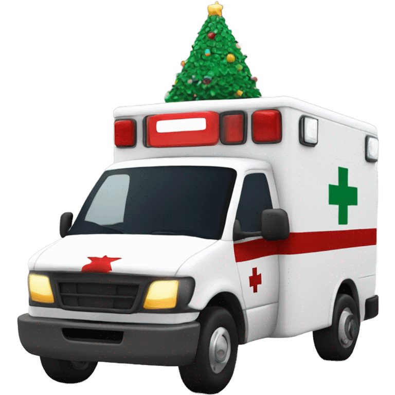 Ambulance with a christmas hat emoji