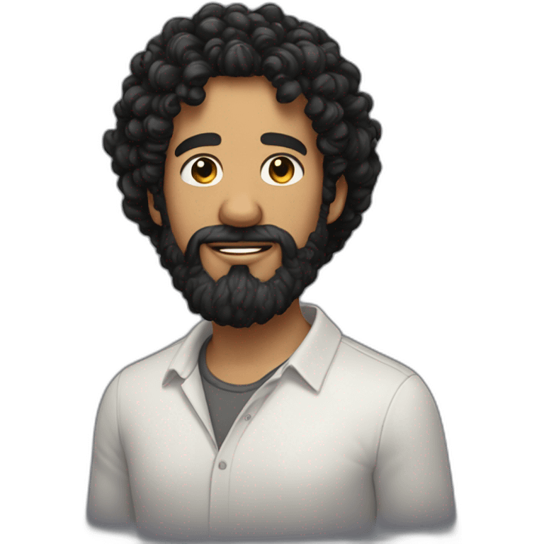 men with black curly hair and beard become developpement web god emoji