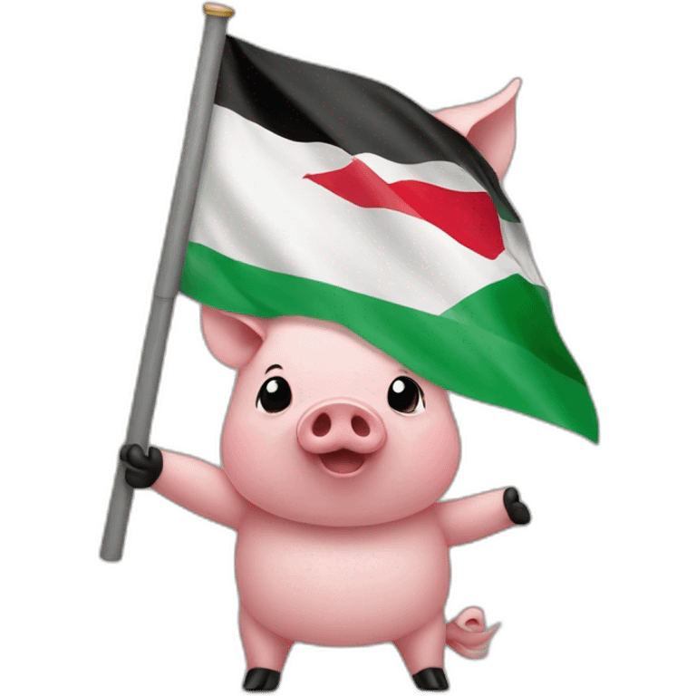 A pig holding palestinian flag emoji