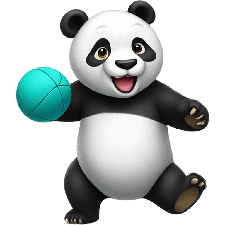 panda plays with a ball emoji