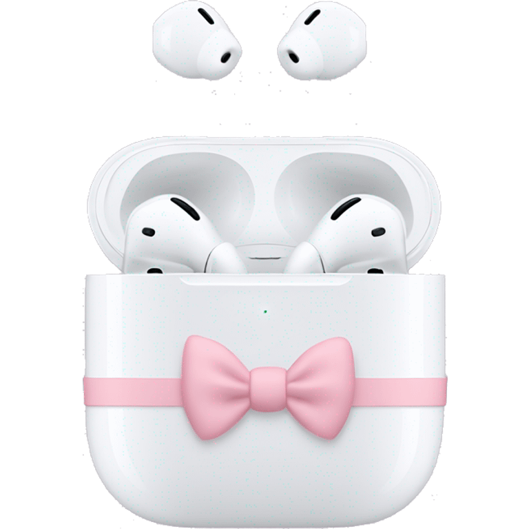 white apple airpods max with baby pink bows emoji