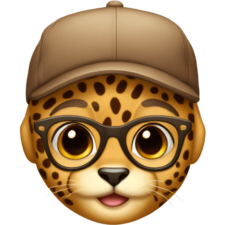 baby cheeta with backward brown cap, brown-lens glasses emoji