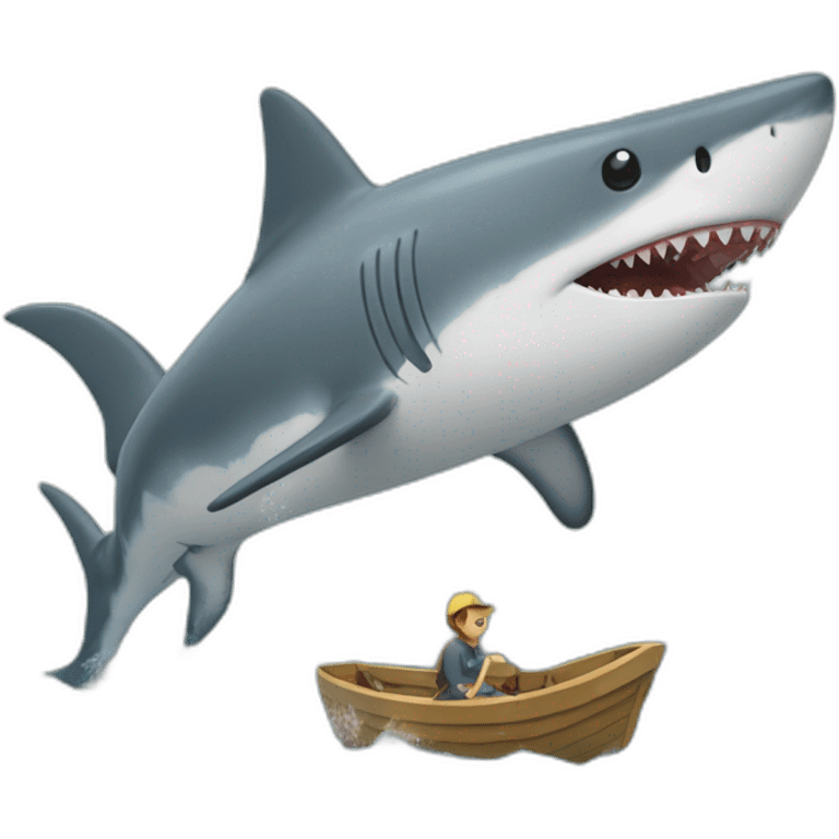 Bateau avec un requin qui le mange emoji