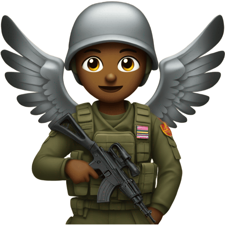 black army angel with ak47 and wings emoji