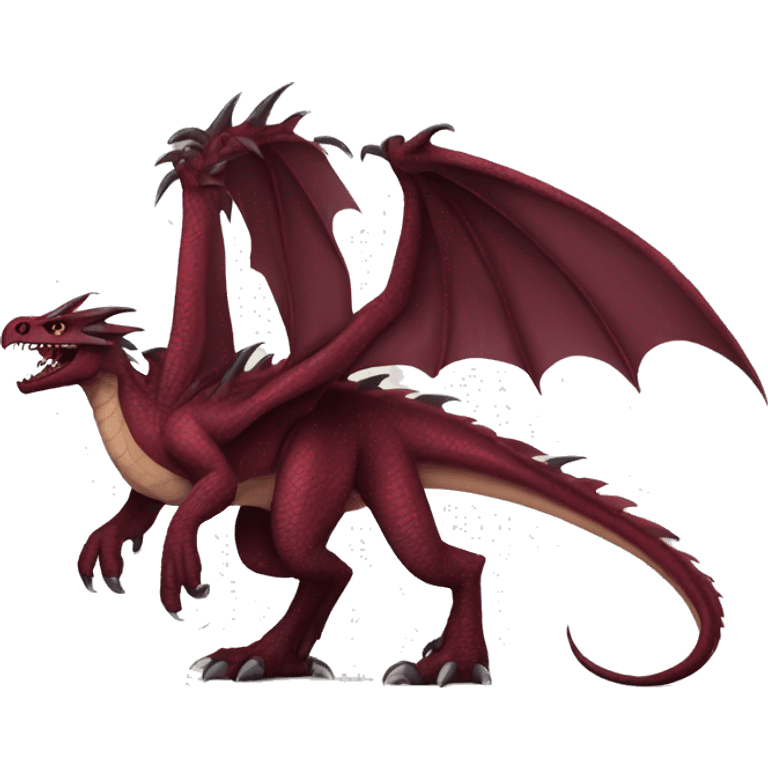 Cool edgy badass Maroon dragon-raptor with darker mane emoji