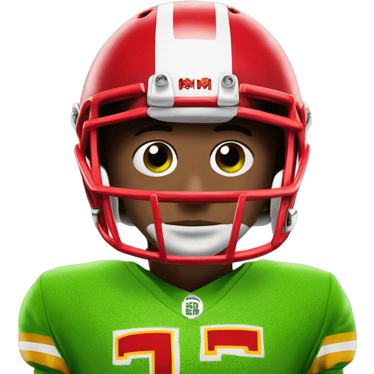 Patrick Mahomes dressed as Kermit the frog emoji