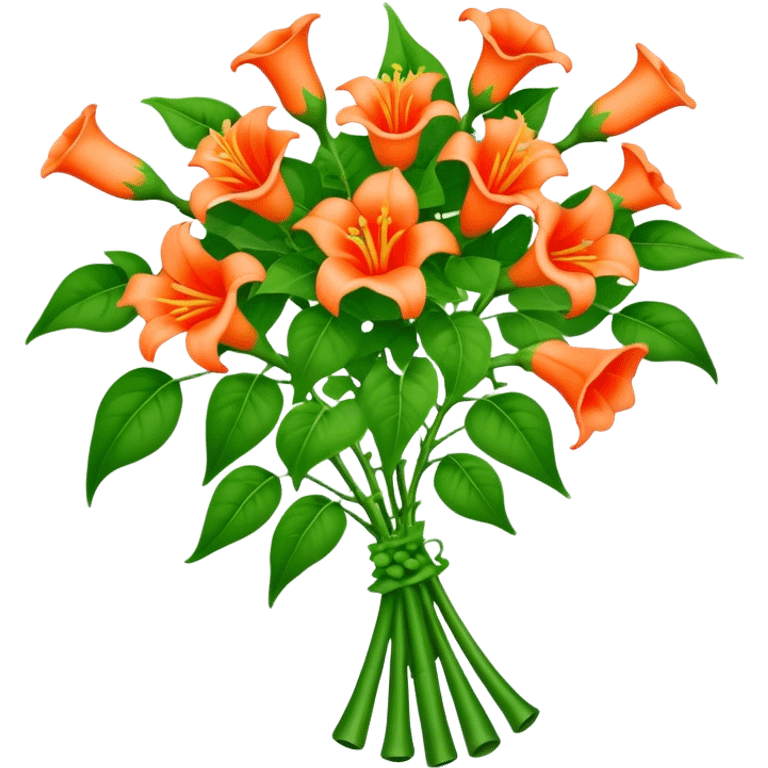 big bouquet Trumpet Vine, luxuriant, stem, leaf emoji