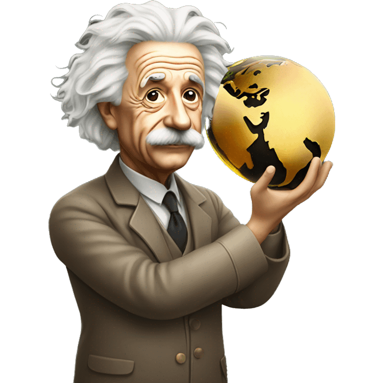 Albert Einstein holding Earth emoji