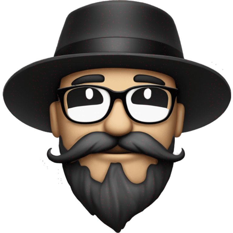 Hombre con barba y bigote color negro con gorra y lentes emoji