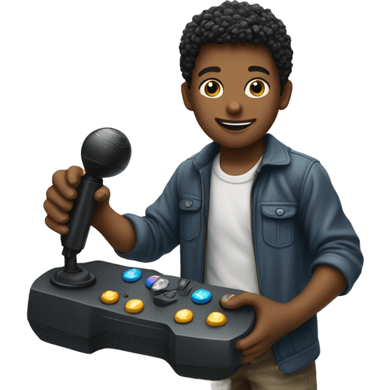 a boy with a joystick emoji