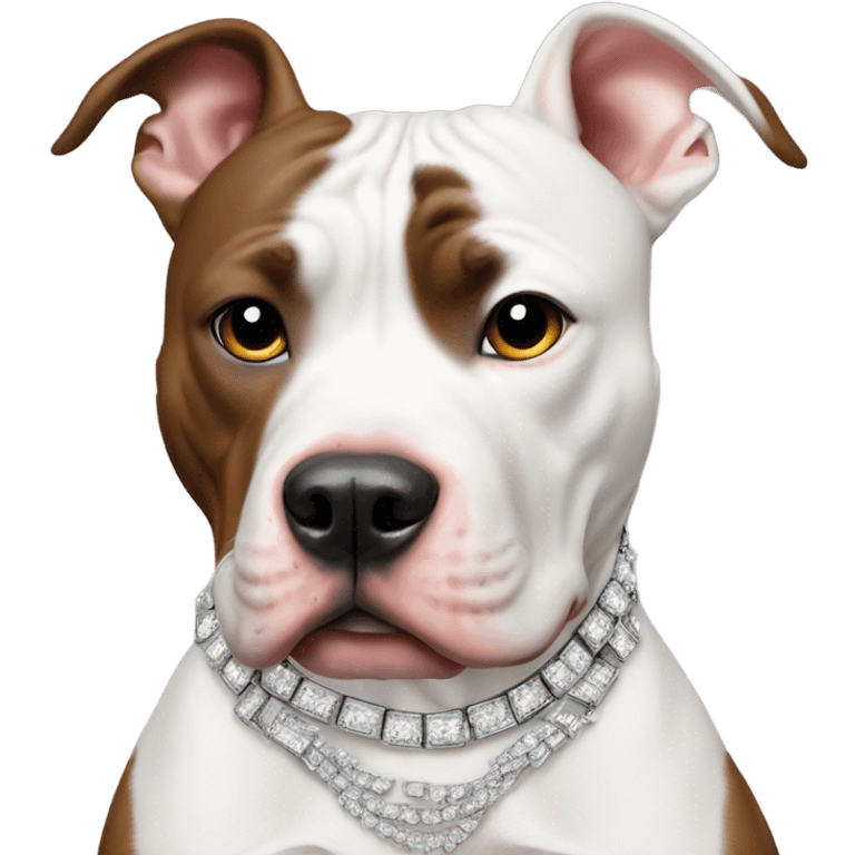 pitbull with bling necklace and earrings emoji