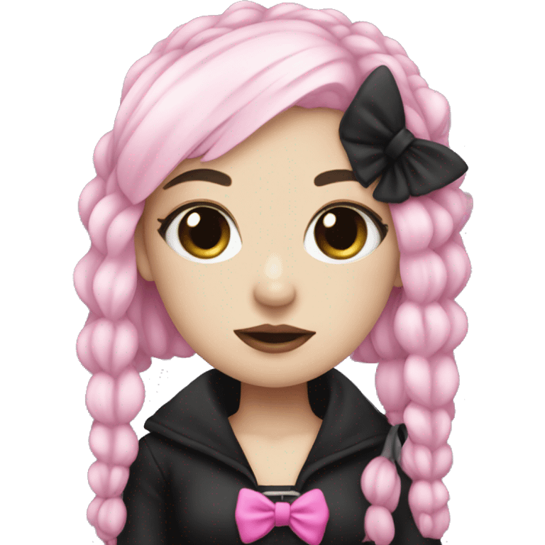 goth girl with pink bow emoji