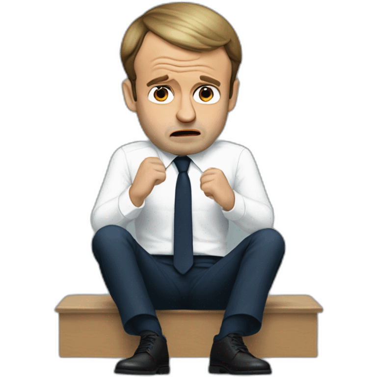 Emmanuel macron crying full body sitting emoji