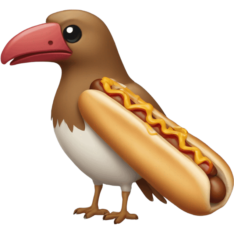 Bird with a hotdog emoji