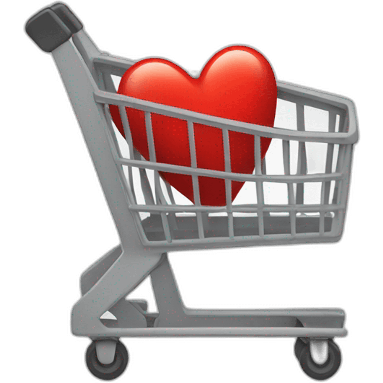 shopping cart with one red heart inside emoji