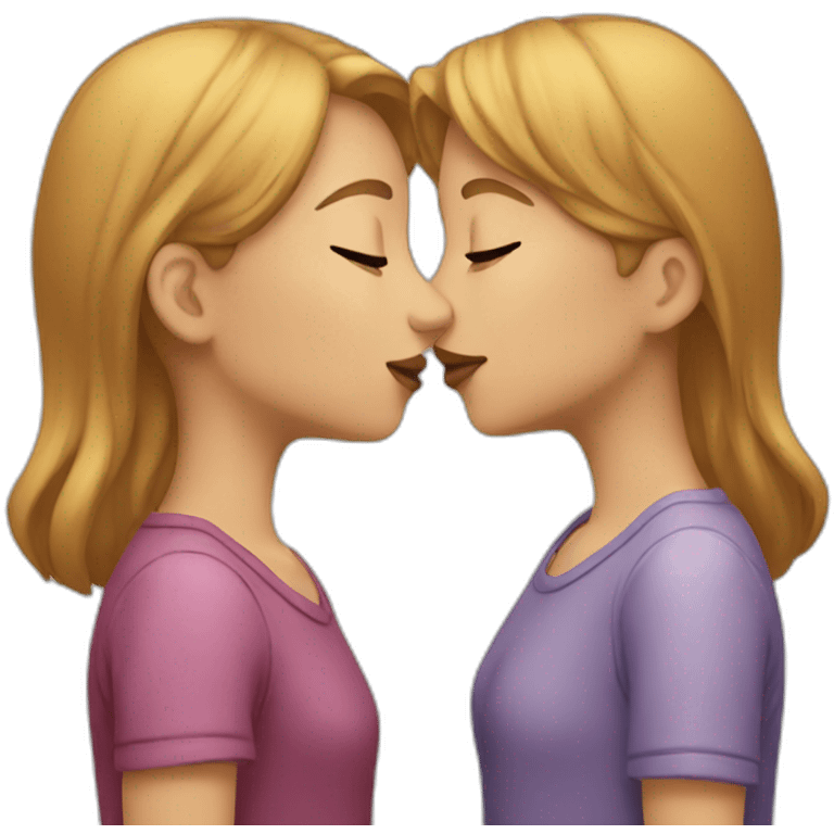 Two girls kissing emoji