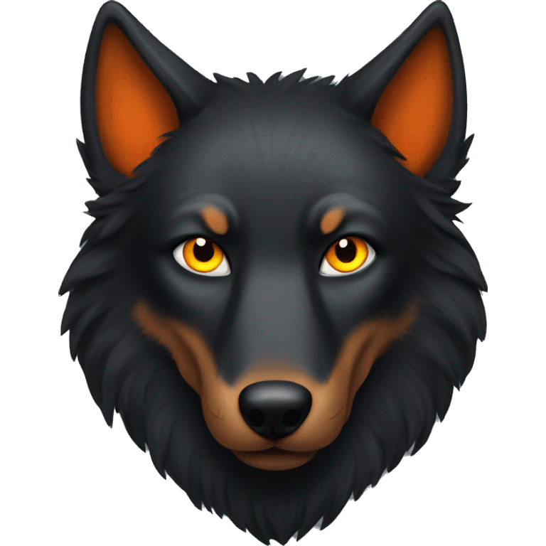 Black wolf with big orange eyes emoji