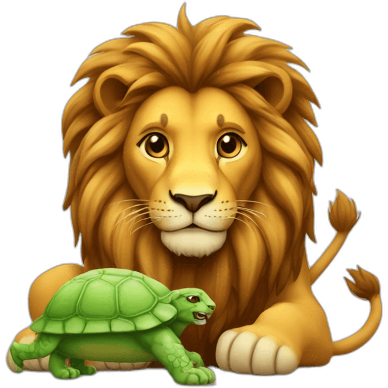 Lion avec un tortue emoji