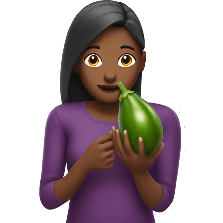 girl holding eggplant emoji