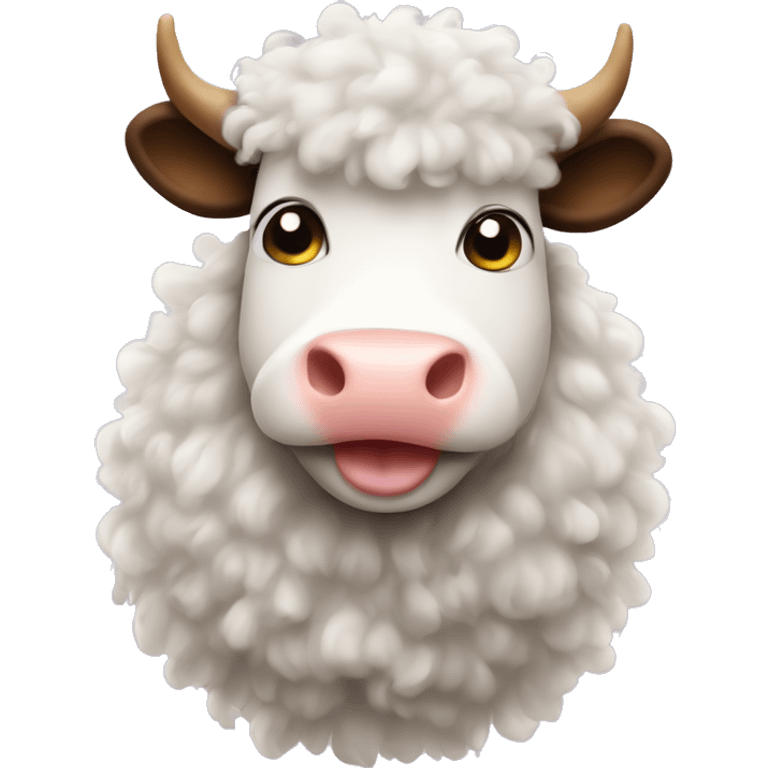  Cute cow with fluffy curly hair  emoji