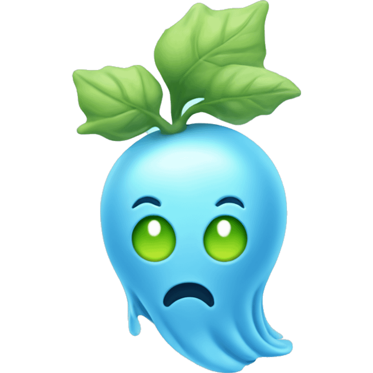 light blue ghost with sprout on top of it’s head  emoji