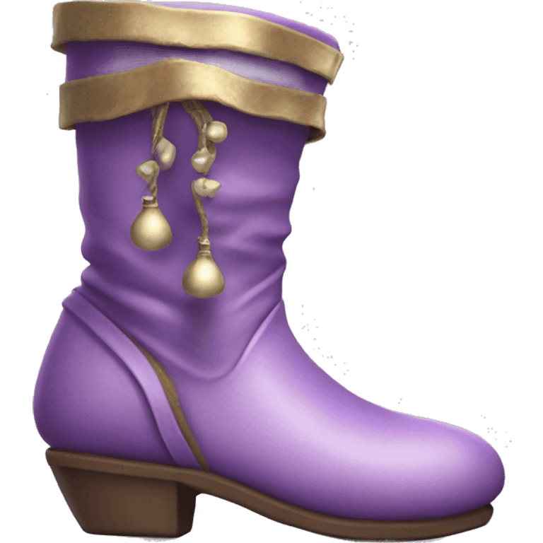 Realistic isolated light purple elf boots with bells. emoji