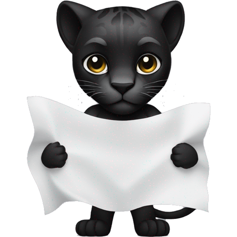 A black panther holding a white sheet of paper in its paws emoji