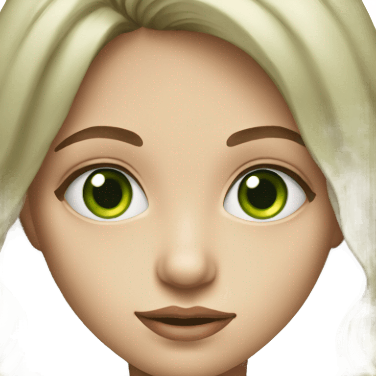 realistic portrait of girl with green eyes emoji