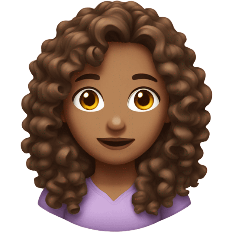 girl with medium skin and brown long curly hair emoji