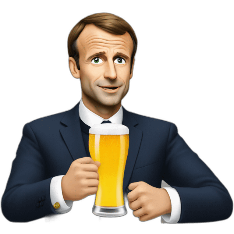 Emmanuel Macron drinking a beer emoji