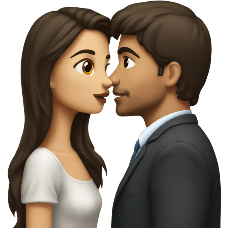 kiss-kiss brunette girl brunette man emoji