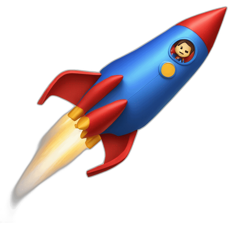 person dressed with a superhero cape but without mask is riding on a rocket emoji