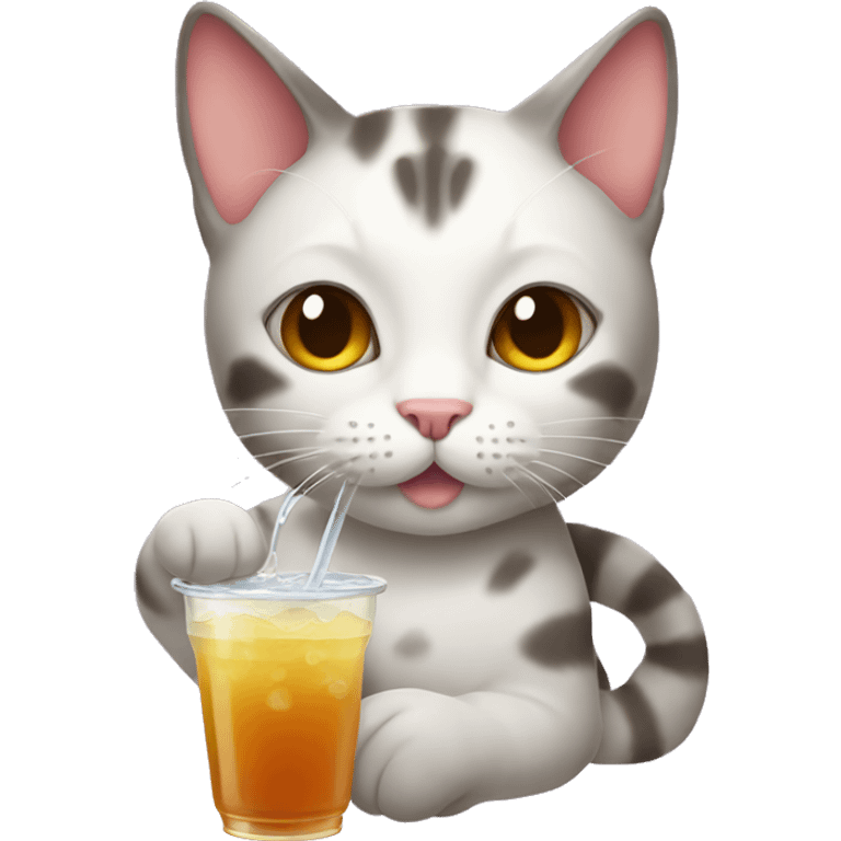 cat drinking boba emoji