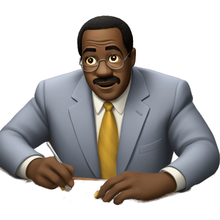 Stanley Hudson doing crossword wearing suit  emoji