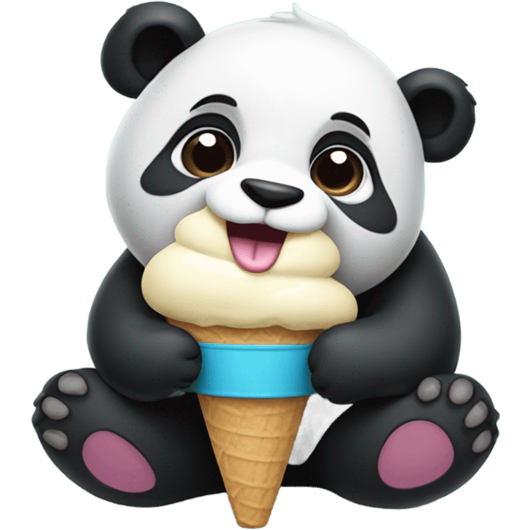 Panda eating ice cream emoji