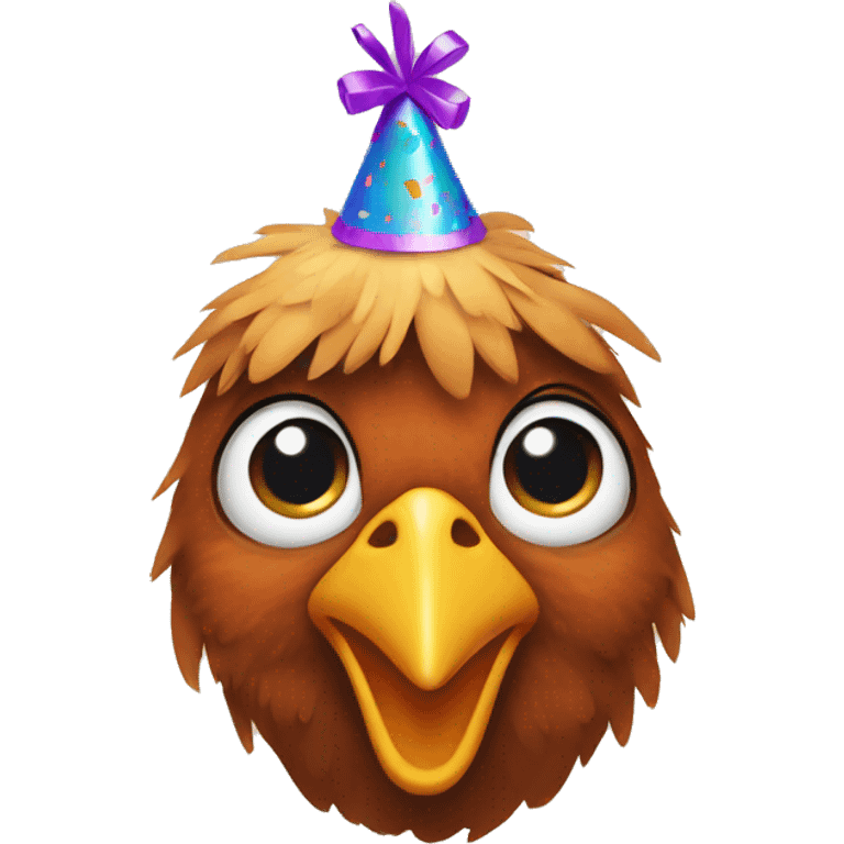 Chicken with birthday hat emoji