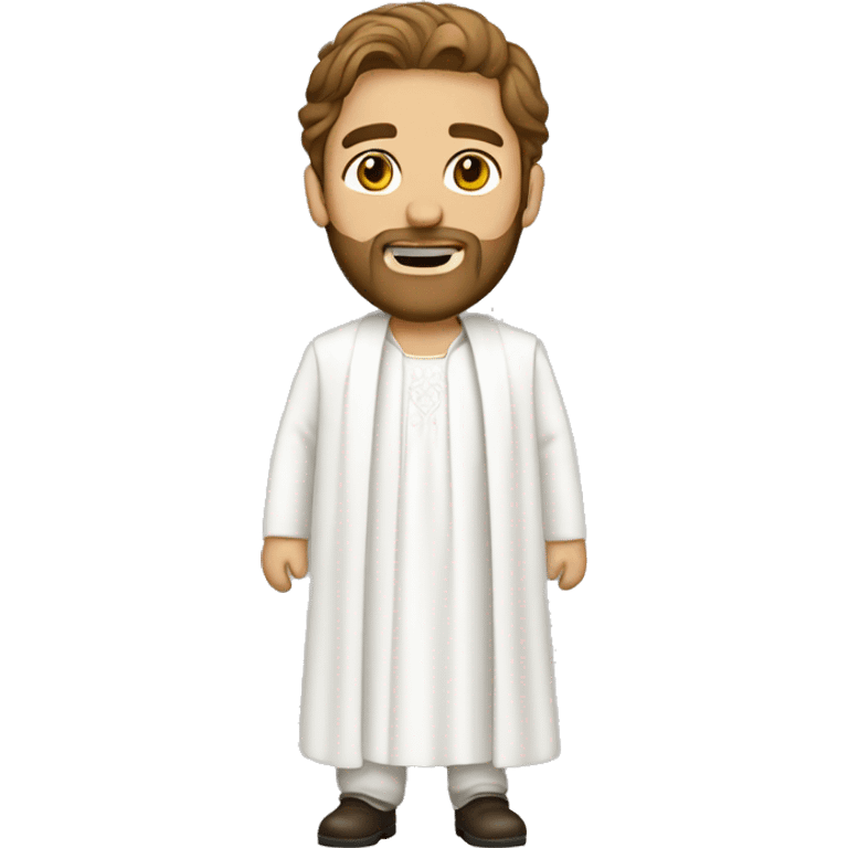 Guy with white gown , brown hair and beard  emoji