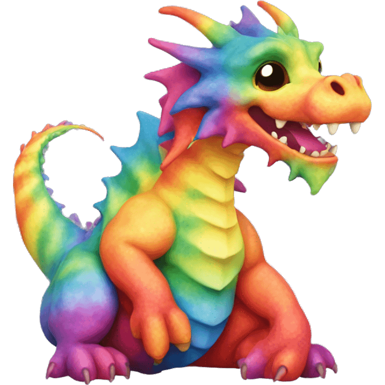 Super colorful rainbow tye dye dragon  emoji