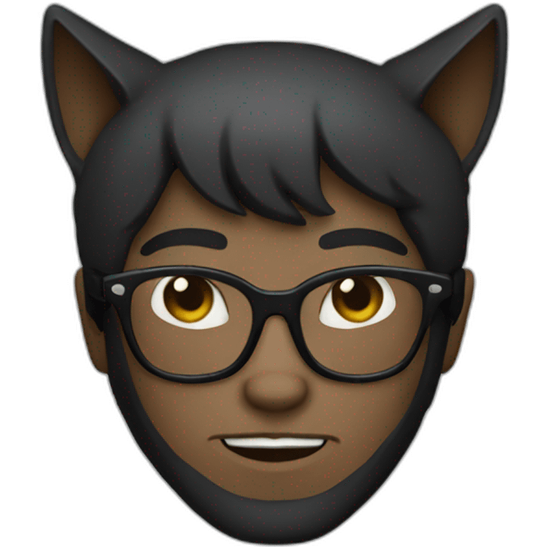 dark haired catman with glasses with beard emoji