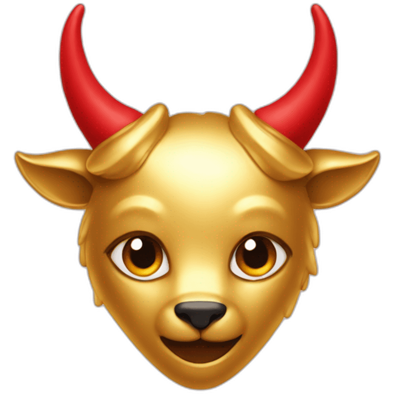 Gold heart with red horns and red tail emoji