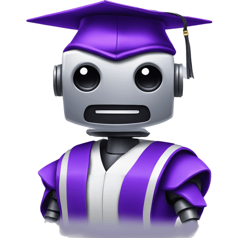 robot graduating high school in purple emoji